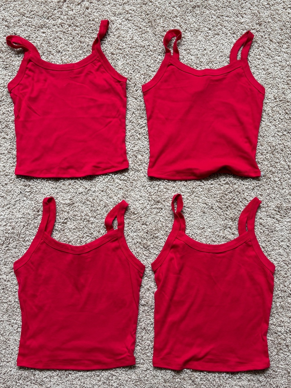 Bella + Canvas Women'Small Micro Rib Spaghetti Strap Tank 4-Pack Red Small